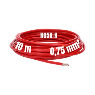 Kalitec 10 Meter H05V-K 0, 75 Mm² Rode Bedradingskabel I Kernkabel I Pvc Enkeladerig I Meeraderig 0, 75mm2 I Bedrading Fijnaderig I Enkele Kabel