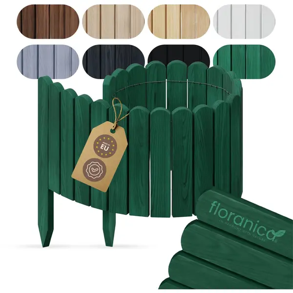 Floranica Borderrand Plantenborder 30 X 100 Cm Groen Graskant Houten Tuinafsluiting Houten Hekwerk Flexibele Rollborder thumbnail