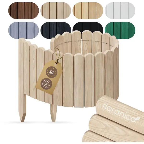 Floranica Borderrand Plantenborder 40 X 100 Cm Naturel Graskant Houten Tuinafsluiting Houten Hekwerk Flexibele Rollborder thumbnail