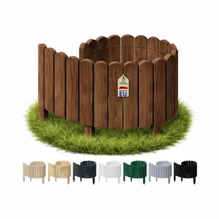 Floranica Gazonrand Border 10 X 100 Cm Donkerbruin Flexibele Border Houten Steekhek Voor Gazon En Verhoogde Bedden