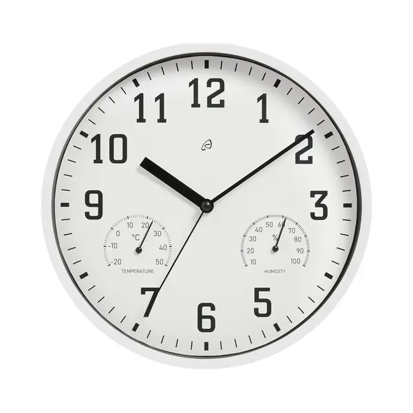 Auriol® Wandklok Wit - Met Thermometer En Hygrometer - Witte Klok Met Luxe Uitstraling | Stille Klok | 25cm | Muur Klok thumbnail