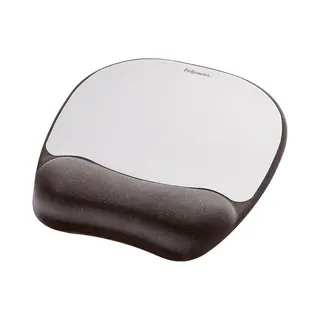 Fellowes Mouse Mat Wrist Support - Memory Foam Mouse Pad with Soft Foam Pillow - Ergonomic Mouse Mat for Computer, Laptop, Home Office Use - Compatible with Laser and Optical Mice - Silver