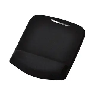 Fellowes Mouse Mat Wrist Support - PlushTouch Mouse Pad with Non Slip Rubber Base & Antibacterial Protection - Ergonomic Mouse Mat for Computer, Laptop, Home Office Use - Black