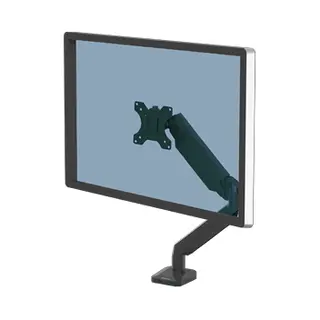 Fellowes Platinum Series Monitor Arm - Monitor Mount for 8KG 40 Inch Screens - Adjustable Monitor Desk Mount - Tilt 45° Pan 180° Swivel 360° Rotation 360°, Vesa 75 x 75/100 x 100 - Black