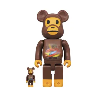 Medicom Toy 400% & 100% Bearbrick Set - Baby Milo And Banana By Bape