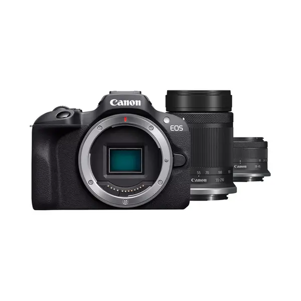 Canon Eos R100 + Rf-S 18-45mm F4.5-6.3 Is Stm + Rf-S 55-200mm F5-7.1 Is Stm Kit Milc 24,1 Mp Cmos 6000 x 4000 Pixel Schwarz thumbnail