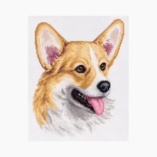 Panna Borduurpakket Welsh Corgi J-7098 - Kruissteek - Borduren Voor Volwassenen - Aida