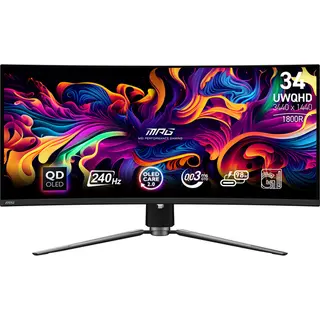 Msi Mpg 341CQPX Qd-Oled Computerbildschirm 86,4 cm (34") 3440 x 1440 Pixel UltraWide Quad Hd Schwarz