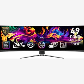 Msi Mpg 491CQPX Qd-Oled Computerbildschirm 124,5 cm (49") 5120 x 1440 Pixel Dual Qhd Schwarz
