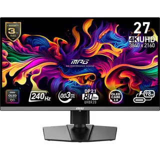 Msi Mpg 272URX Qd-Oled computer monitor 67,3 cm (26.5") 3840 x 2160 Pixels 4K Ultra Hd Zwart