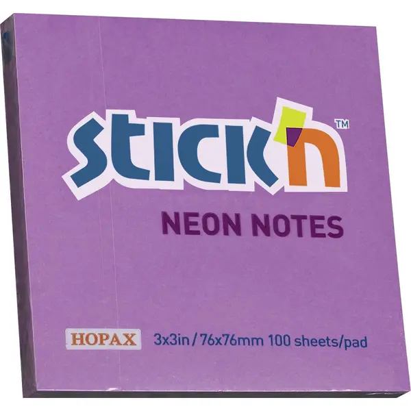 Stick'n Sticky Notes - Memoblok - 76x76mm - Neon Paars - 100 Memoblaadjes thumbnail