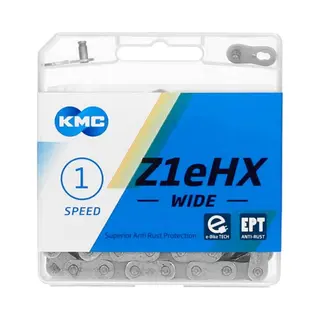 Fahrrad Kette, Kmc Fahrradkette, Z1 Ehx Wide Ept, 1/2“ X 1/8“, 122 Glieder, 1-fach, Rostresistent, Silberfarben