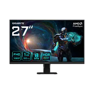 Gigabyte GS27FA 27" Fhd Gaming Monitor - 1920 x 1080, 180Hz, 1ms, 300 cd/m², FreeSync, Hdr ready, Hdmi 2.0