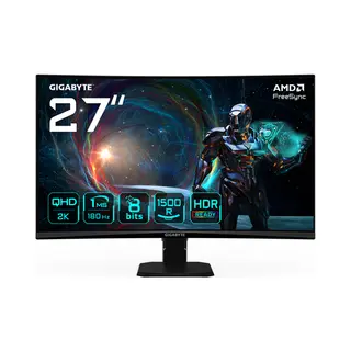 Gigabyte GS27QCA 27" Qhd Gebogener Gaming-Monitor – 2560 x 1440, 180Hz, 1ms, 250 cd/m², FreeSync, Hdr Ready, Hdmi 2.0, DisplayPort 1.4