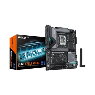 Gigabyte B860 Eagle WIFI6E Motherboard - Intel Core Ultra Series CPUs, 12+1+2+1 Phases Vrm, up to 9066MHz DDR5, 1xPCIe 5.0 + 2xPCIe 4.0 M.2, 2.5GbE Lan, Wifi 6E, Usb 3.2 Gen 2x2