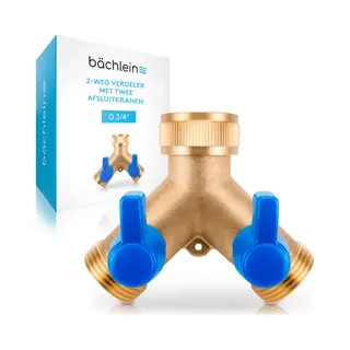 Bächlein Y-verdeler Voor Gebruik In Huis En Tuin - 2-weg Y-verdeler Met 2 Aparte Afsluitkranen - G 3/4" Waterverdeler