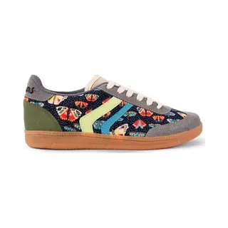 Inkkas Flutterby Vegan Dames Tennis Sneaker – Low Top Vegan Sneaker Met Vlinderprint – Teal/roze/zwart – 100% Vegan, Maat 41