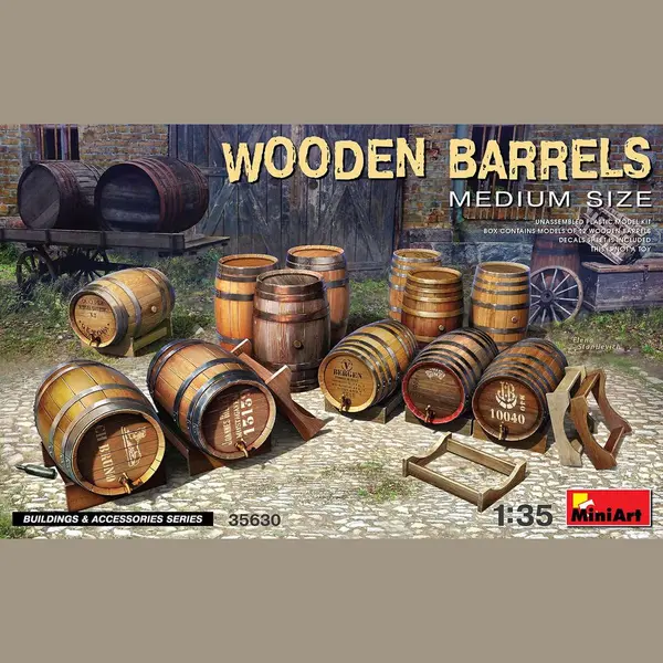 Miniart Wooden Barrels. Medium Size thumbnail