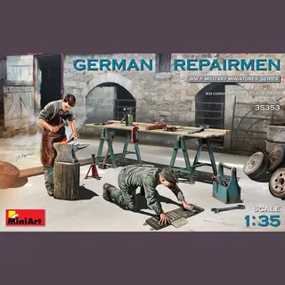 MiniArt 35353 1, 35 Fig. Dt. Mechaniker M. Zubehör - Originalgetreue Nachbildung, Modellbau, Plastik Bausatz, Basteln, Hobby, Kleben, Modellbausatz,