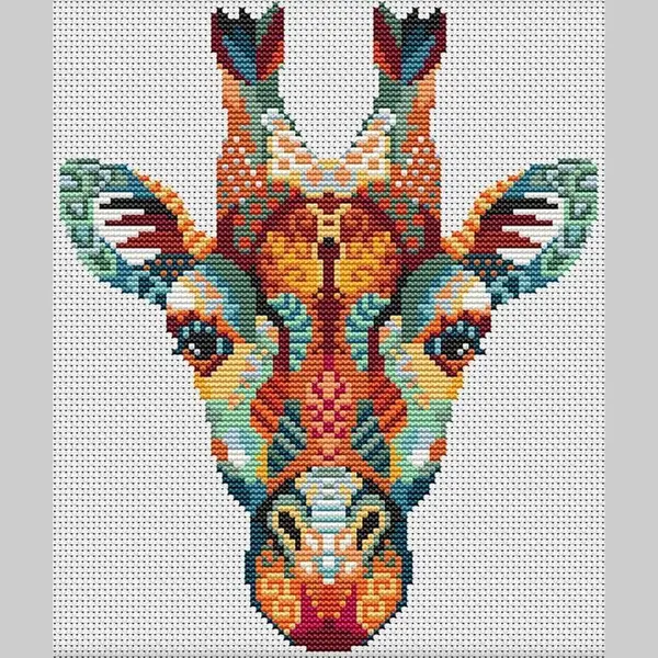 awesome pattern studio Borduurpakket Mandala Giraf 206 - Telpatroon Om Zelf Te Borduren thumbnail