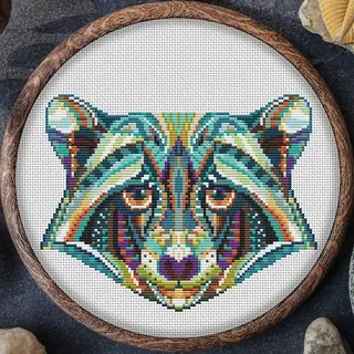 Awsome Patterns Borduurpakket Mandala - Wasbeer -telpatroon Om Zelf Te Borduren - Ook Geschikt Voor Beginners