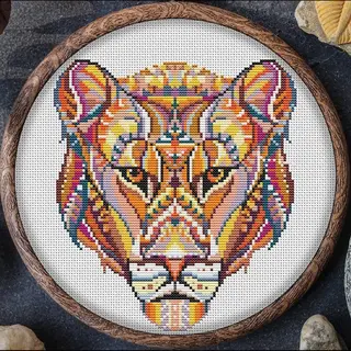 Awsome Patterns Borduurpakket Aps - Leeuwin - Telpatroon Om Zelf Te Borduren - Ook Geschikt Voor Beginners