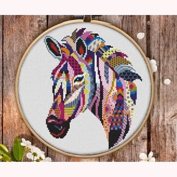 Borduurpakket Mandala Zebra - Awsome Patterns - Telpatroon Om Zelf Te Borduren thumbnail