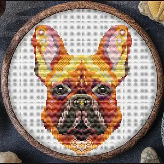 Awsome Patterns Borduurpakket Aps - Hond - Bullie - Telpatroon Om Zelf Te Borduren - Ook Geschikt Voor Beginners