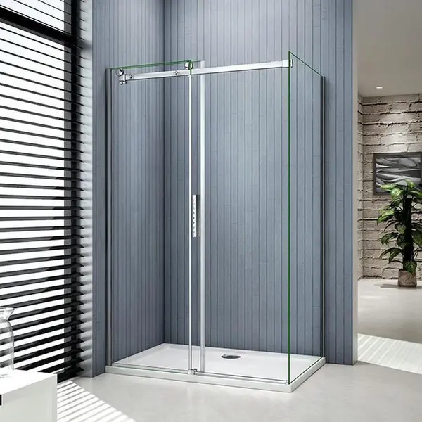 Aica Sanitair Schuifdeur Douchewand 115x195cm Met Zijwand 90x195cm, 6mm Helder Glas thumbnail