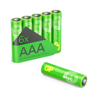 Gp Charge&Save, Oplaadbare Batterijen Aaa 650mAh, NiMH – 6 Stuks | Geoptimaliseerde Capaciteit Voor Dagelijks Gebruik | Aaa Batterijen Oplaadbaar,