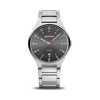Bering Herenpolshorloge, Analoog, Kwarts, Titanium, Collectie, Met Armband Van Titanium En Saffierglas, Zilver/Grijs