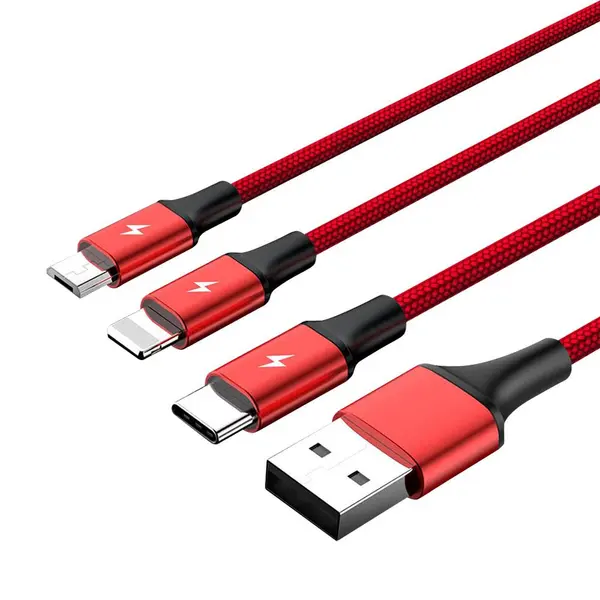 Unitek C4049RD Usb-kabel 1,2 m Usb A Usb C/Micro-Usb B/Lightning Rood thumbnail