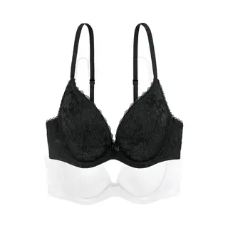 Dorina 2-Pack Push Up / Plunge Bh's - Sonia - Goedkope T-shirt Kanten Bh's - 3/4 Cup - 75C - Wit