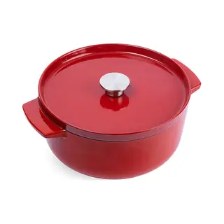 KitchenAid Braadpan 26cm - Gemailleerd Gietijzer - Keizer Rood - Rond, Pan + Steelpan, Rood