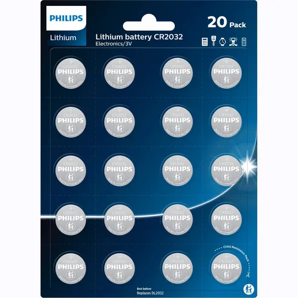 Philips - Knoopcel Batterijen - CR2032 - 20 Stuks thumbnail