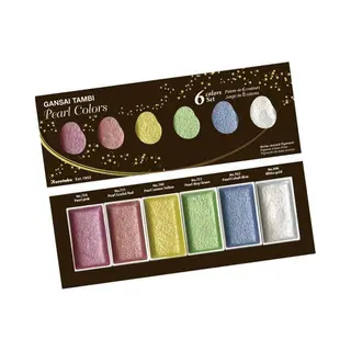 Kuretake Gansai Tambi Pearl Colors 6 Colours Watercolour Paint Set, Professional-quality Art Supplies For Artists, Non-Toxic, Made In Japan