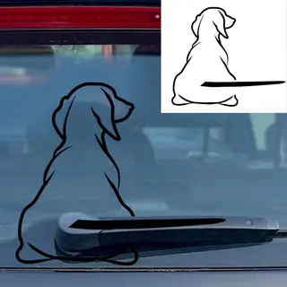 Autosticker - Hond Met Staart Ruitenwisser - Grappige Auto Sticker Zwart - Hoogwaardig Vinyl - Autostickers Wrap Folie - Geschikt Voor Alle Automerken