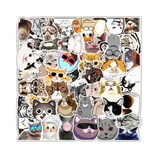 Katten Stickers 50 Stuks | Grappige Dieren Stickers | Kat | Poes | Kitten | Humor | Laptop Stickers | Stickers Kinderen | Stickers Volwassenen |