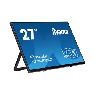 iiyama ProLite 27” Optical Bonded Pcap 10pt Ips Touchscreen monitor with edge-to-edge glass, active stylus support (Mpp 2.0), anti-fingerprint coating and a flexible stand