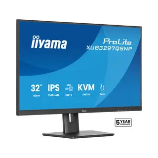 iiyama ProLite 32’’ Qhd Ips technology panel with RJ45 (Lan), Kvm Switch and Usb-C Dock with 95W power delivery