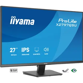 iiyama ProLite X2797QSU-B1 computer monitor 68.6 cm (27") 2560 x 1440 pixels Quad Hd Led Black