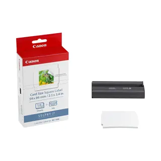 Canon Kc-18IS Farbdruckerpatrone + 54 x 86 mm Aufkleberpapier-Set, 18 Blätter