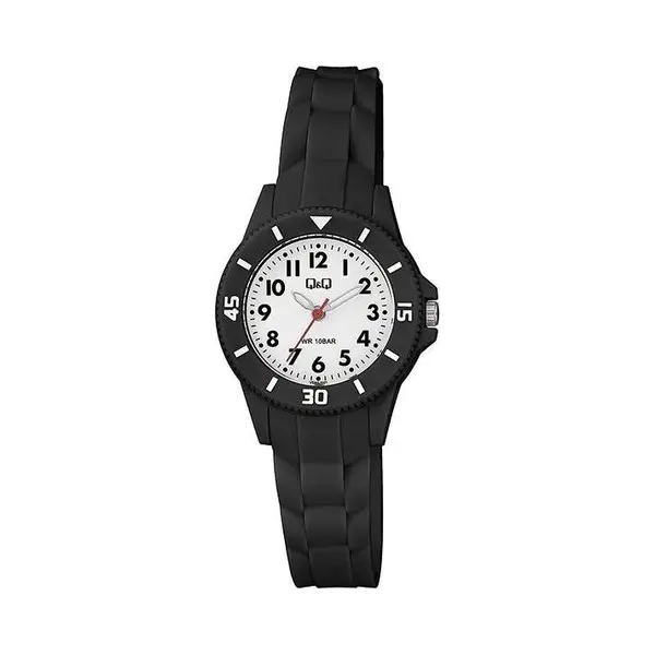 Q&Q VS66J001Y - Horloge - Sport - Analoog - Dames - Vrouwen - Kinderen - Unisex - Plastic Band - Rond - Cijfers - Kunststof - Zwart - Wit - 10 Atm thumbnail