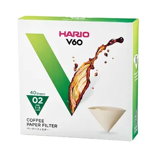 Hario V60 Filter Papers | Paper Coffee Filters For V60 Dripper, Compatible With Size 02, Natural, 40 Pack