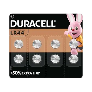 Duracell LR44 (8 Pack) Specialty Alkaline Battery 1.5V (A76)– +50% Extra Life– For Thermometers, Flashlights, Watches, Security Systems & Medical