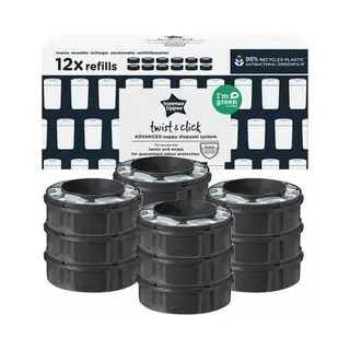 Tommee Tippee Windeleimer Nachfüllkassetten Für Twist & Click, Nachhaltiger Antibakterieller Greenfilm, 12er Pack