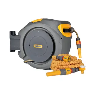 Hozelock Auto Reel - Wandslangbox 30 M + Superhoze Uitrekbare Slang 7, 5 M - Grijs
