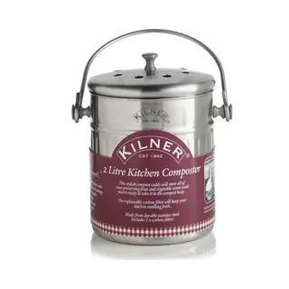 Kilner Stainless Steel Kitchen Composter 2 Litre Capacity With Carbon Filters For Odour Control, Durable & Easy To Clean, Ideal For Compostable Food