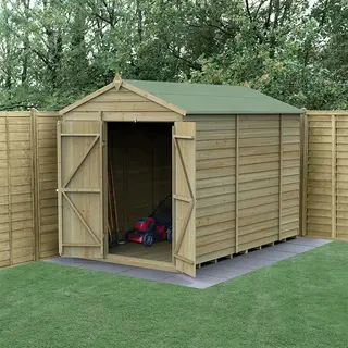 Forest Garden 10' X 6' Forest 4Life 25yr Guarantee Overlap Pressure Treated Windowless Double Door Apex Wooden Shed (3.01m X 1.99m)
