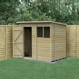 Forest Garden 7' X 5' Forest 4Life 25yr Guarantee Overlap Pressure Treated Pent Wooden Shed (2.26m X 1.7m)